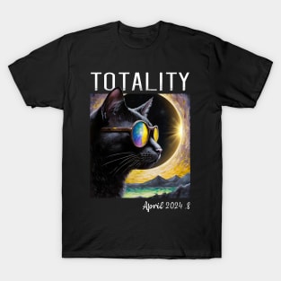 Total Solar Eclipse April 8, 2024 - Cool Cat T-Shirt